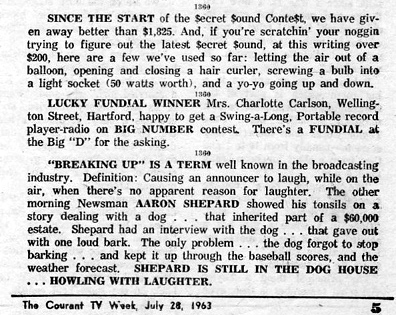What's Doing 'Round Connecticut column - July 28, 1963 
