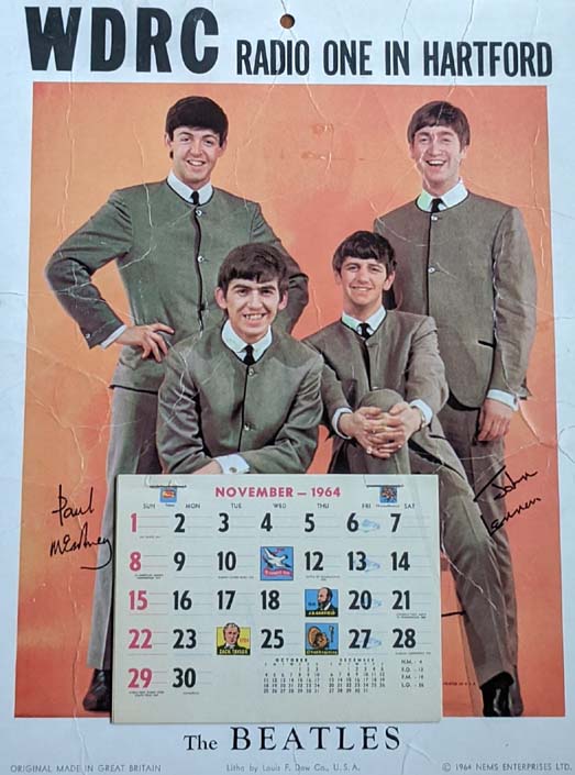 WDRC Radio One in Hartford - November 1964 calendar