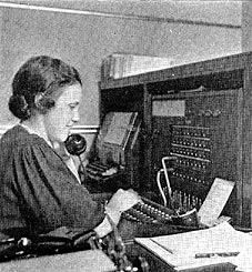 WDRC's Grace Legg at switchboard circa 1936