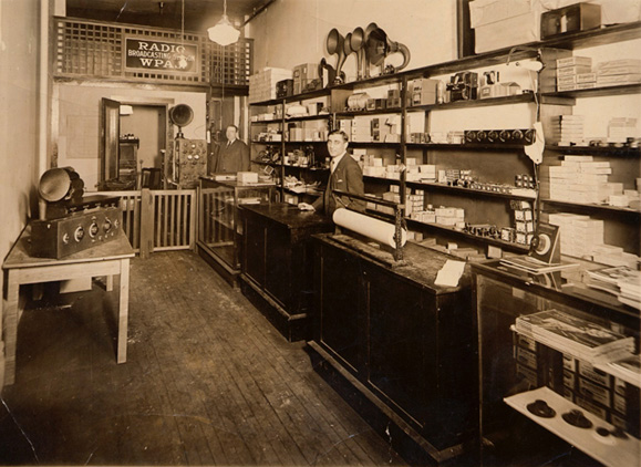 Franklin M. Doolittle and Italo A. Martino in WPAJ Storefront circa March 1923