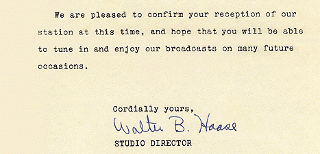 WDRC 1931 verification letter  