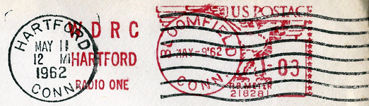 May 9, 1962 postmark on WDRC Cash-ew Club envelope