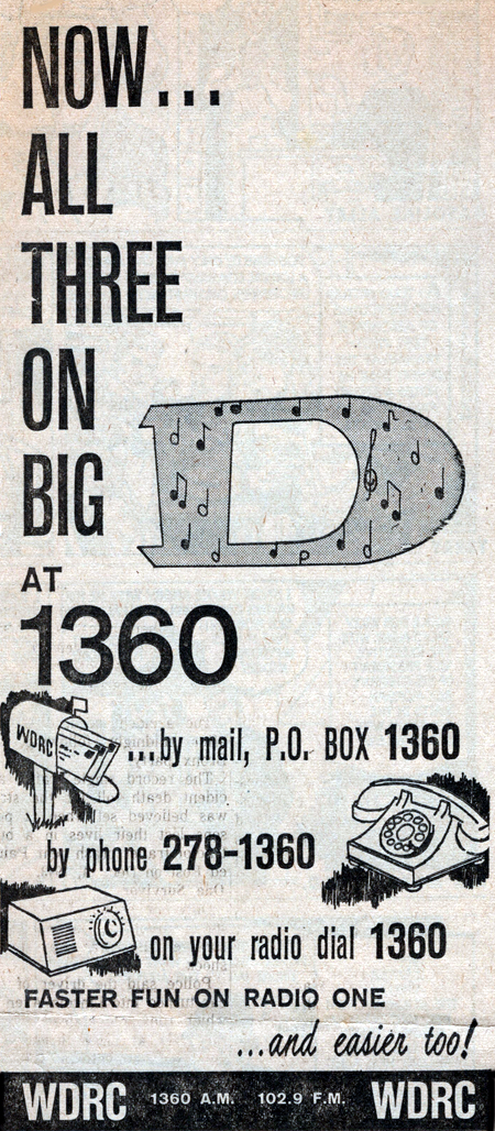 WDRC advertisement in The Hartford Times - November 4, 1963