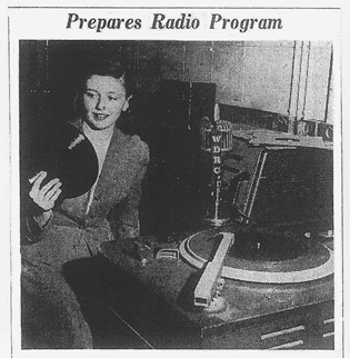 Mary Coleman prepares a deejay progam on WDRC in February 1949