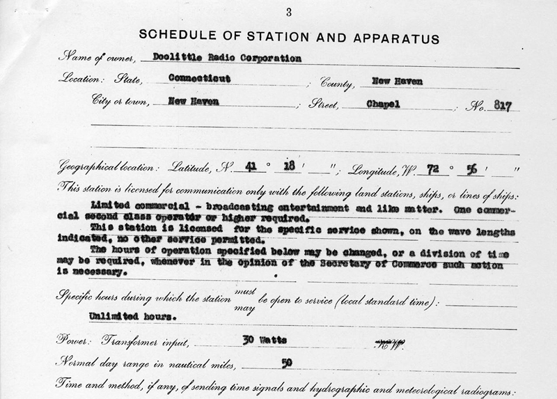 portion of WPAJ's first federal license courtesy of WDRCOBG.COM