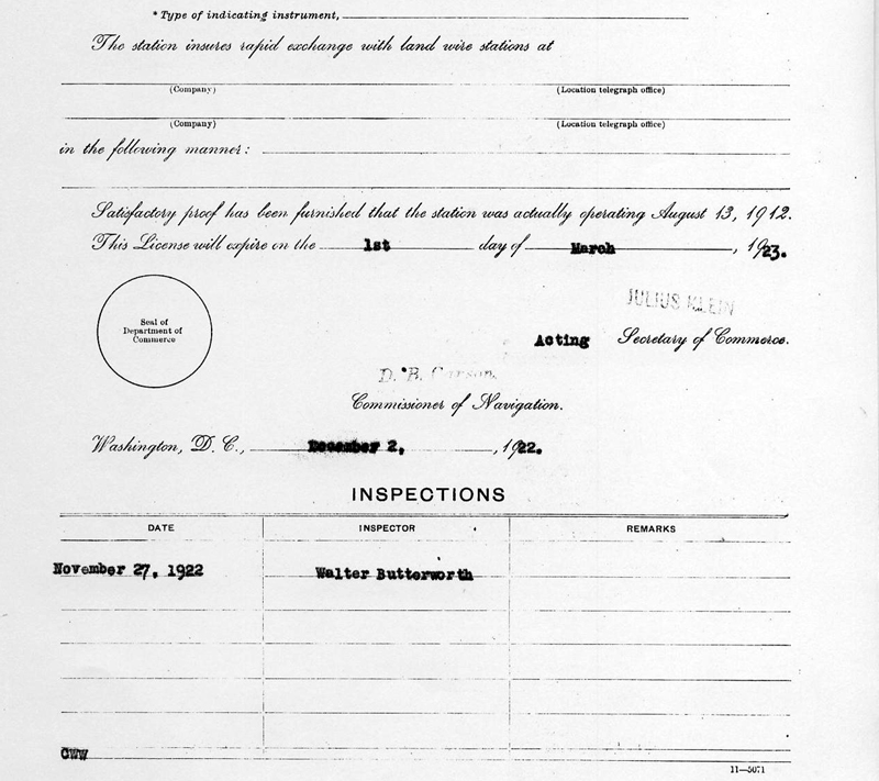 portion of WPAJ's first federal license courtesy of WDRCOBG.COM