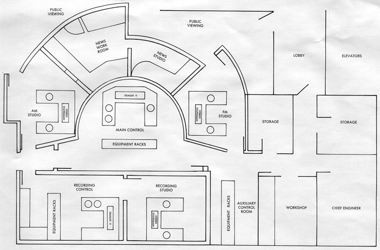 1967 architect's rendering of 750 Main Street studio complex