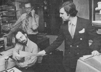 1972 WDRC Earwitness News staff: Chuck Crouse, Walt Dibble and Lon Landis