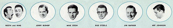 WDRC staff, March 1960: Reeth and King, Jerry Bishop, Mike Stein, Bud Steele, Jim Raynor, Art Johnson