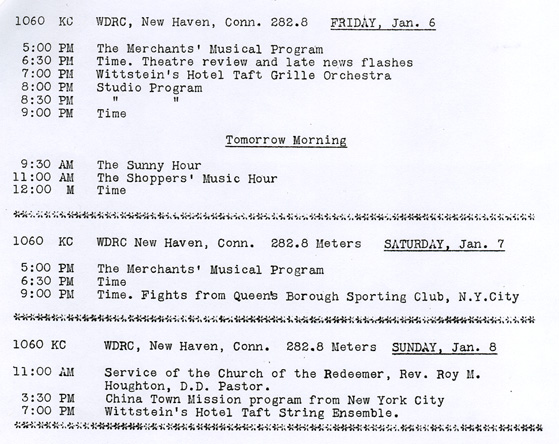 Schedule - January 2-8, 1928