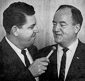 WKNR newsman Lou Morton with Minnesota Senator Hubert Humphrey in 1964.
