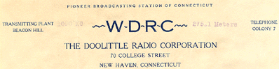 WDRC's 1927 letterhead