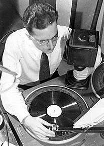 WDRC's Walter B. Haase spinning a record