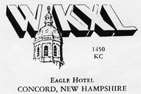 WKXL 1450 KC, Eagle Hotel, Concord, new Hampshire