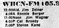 WHCN schedule - March 15, 1971
