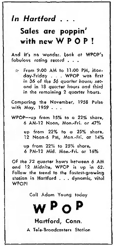 WPOP ad in Broadcasting magazine - October 5, 1959