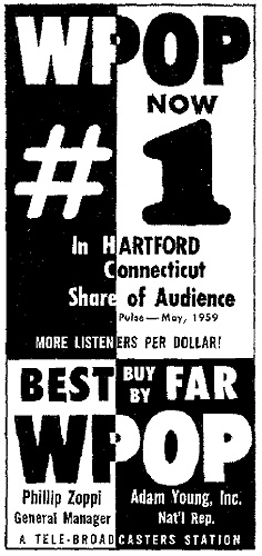 WPOP ad in Broadcasting magazine - December 7, 1959